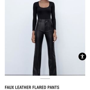 Zara Black Faux Leather Flared Pants Size Small NWT
